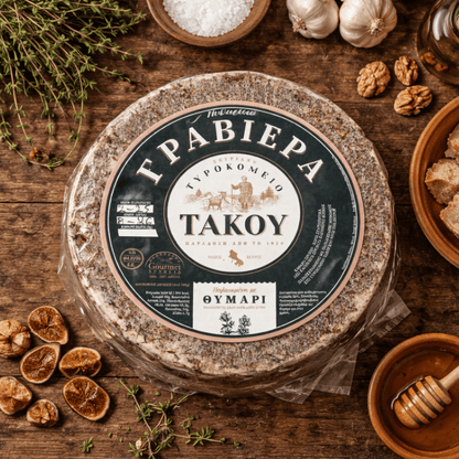 Skyros “Pitharisia” Graviera Reserve Aged 12 Months – Terracotta Jar - Affined with Wild Thyme (~2.4kg) - Greek Flavours