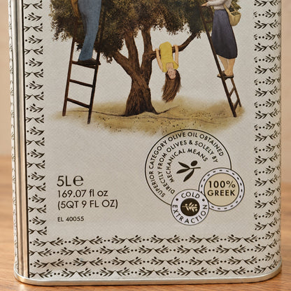 Front of the Sparta Gold 5L tin: cold extraction, 100% Greek