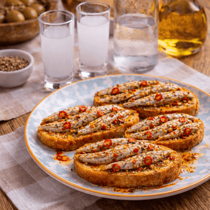 Spicy Anchovy Meze in Oil – Greek Gourmet Selection (6x100g Multipack) - Greek Flavours