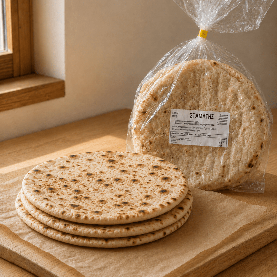 Stamatis Hand-Torn Greek Wheat Pita — Athens Street-Food Standard (5 × 24 cm) - Greek Flavours