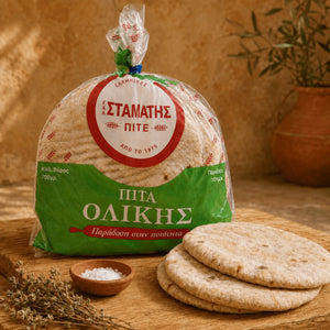 Stamatis Wholemeal Pita Bread — Hand - Stretched from Athens (18 cm, 10 Rounds) - Greek Flavours