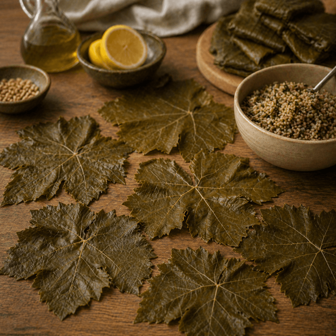 Tender Vine Leaves for Dolmadakia – Hand - Picked Spring Harvest in Brine (450g) - Greek Flavours