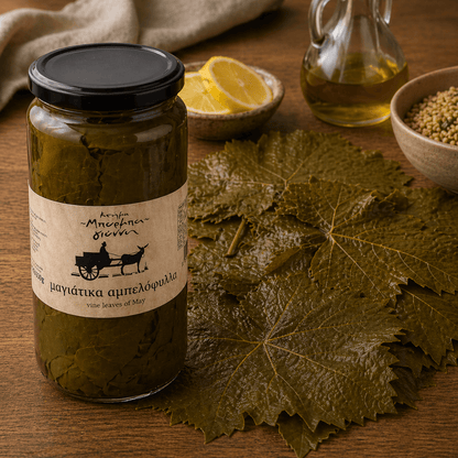 Tender Vine Leaves for Dolmadakia – Hand - Picked Spring Harvest in Brine (450g) - Greek Flavours