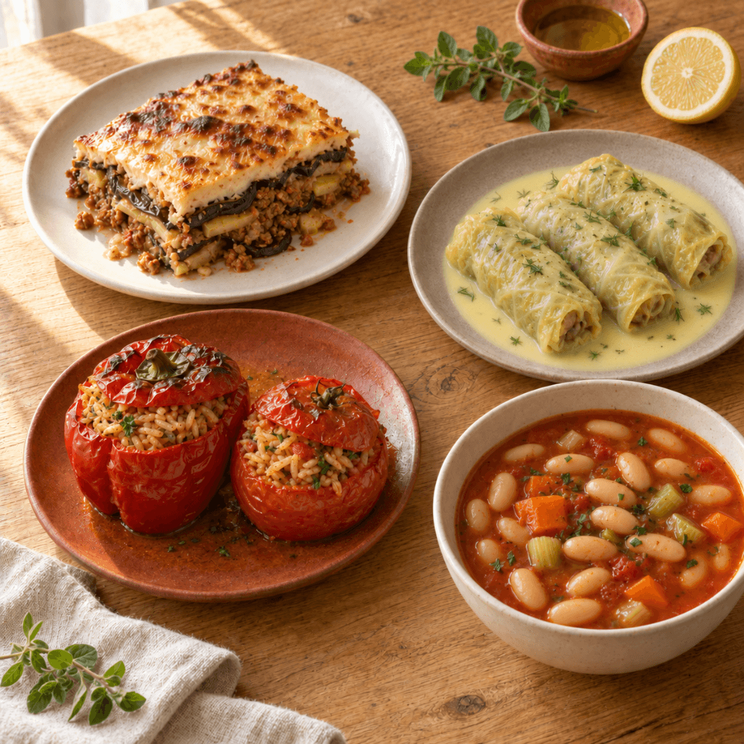 The Weekly Return Table — Six Greek Dishes for the Week Ahead (6 Meals) - Greek Flavours