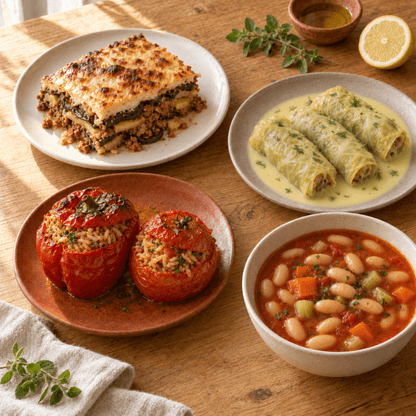 The Weekly Return Table — Six Greek Dishes for the Week Ahead (6 Meals) - Greek Flavours