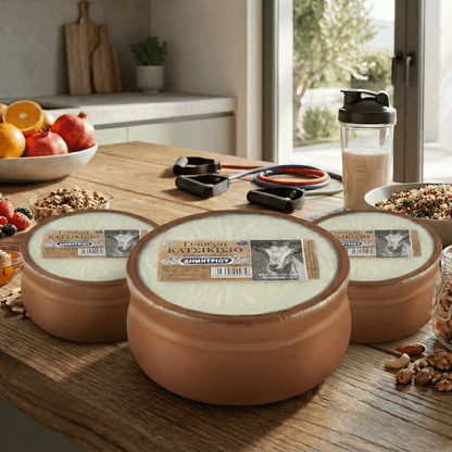 Traditional Greek Goat Yogurt in Clay Pot – Naturally Thick & Protein - Rich (3×240g) - Greek Flavours