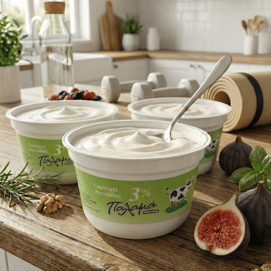 Traditional Greek Strained Cow Yogurt 3% – Naturally Thick, High Protein & Low Fat (3×200g) - Greek Flavours