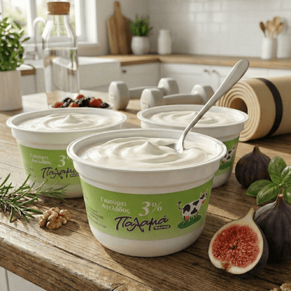 Traditional Greek Strained Cow Yogurt 3% – Naturally Thick, High Protein & Low Fat (3×200g) - Greek Flavours
