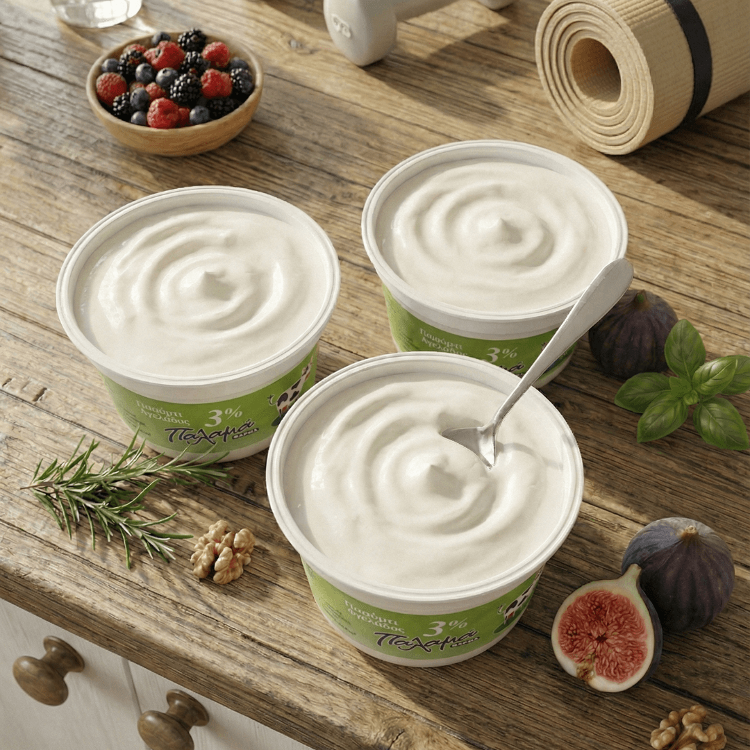 Traditional Greek Strained Cow Yogurt 3% – Naturally Thick, High Protein & Low Fat (3×200g) - Greek Flavours