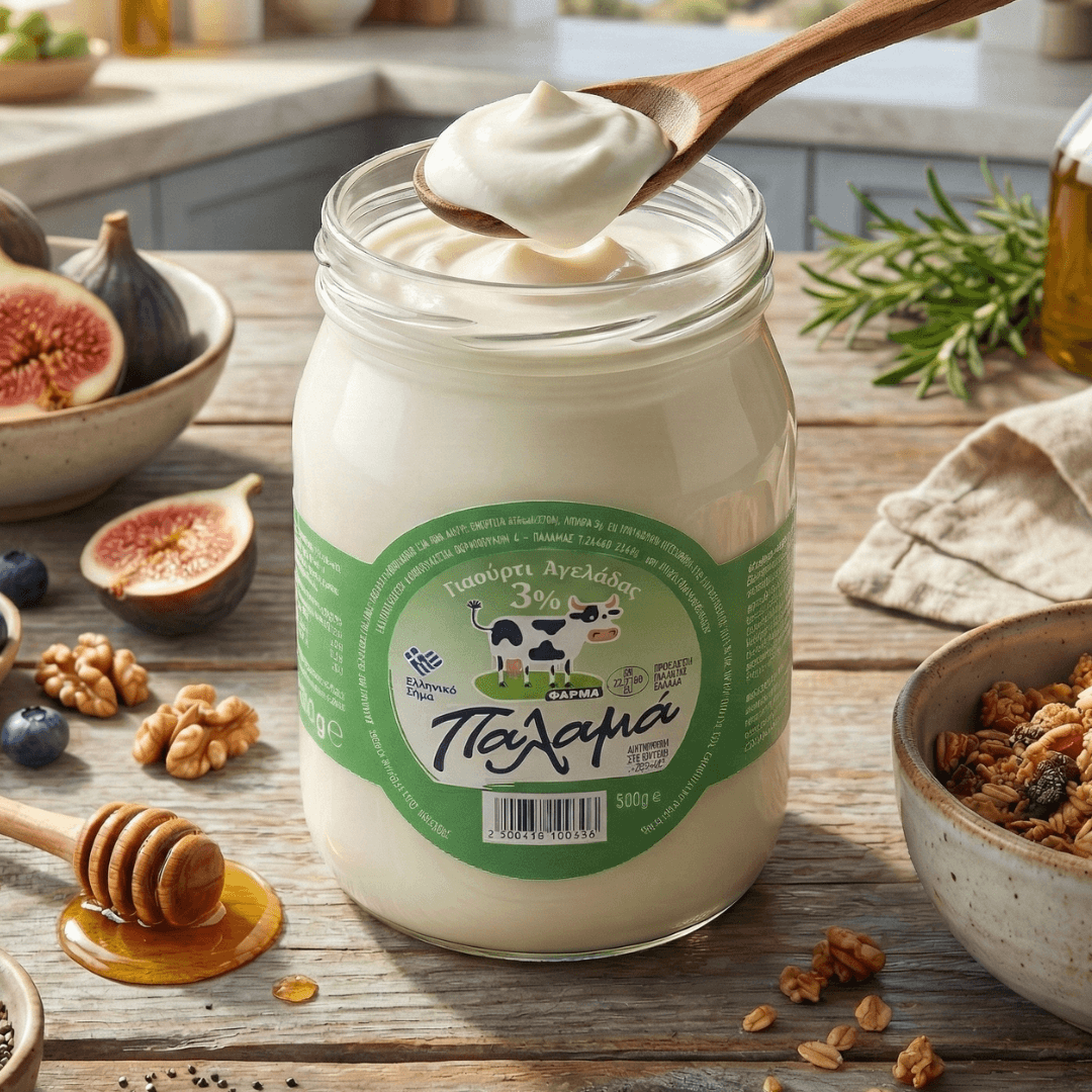 Traditional Greek Strained Cow Yogurt 3% – Naturally Thick, High Protein & Low Fat (500g) - Greek Flavours