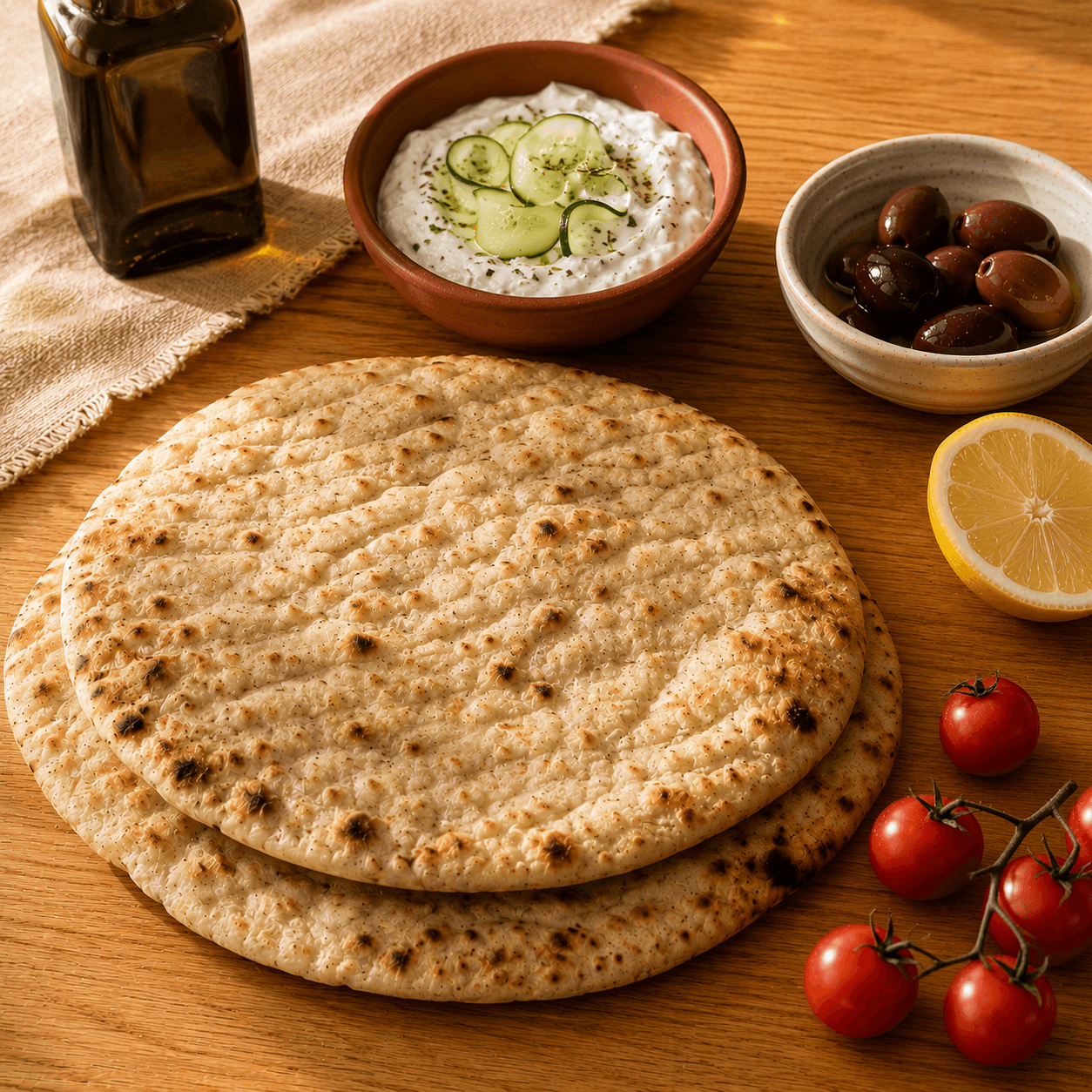 Traditional Greek Wheat Pita Bread – The Everyday Round for Wraps and Meze (10 Rounds × 18 cm) - Greek Flavours