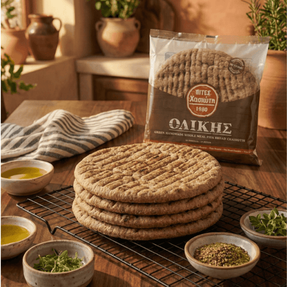 Wholemeal Greek Pita Bread – 10 Soft Rounds (16 cm) | Vegan - Friendly - Greek Flavours