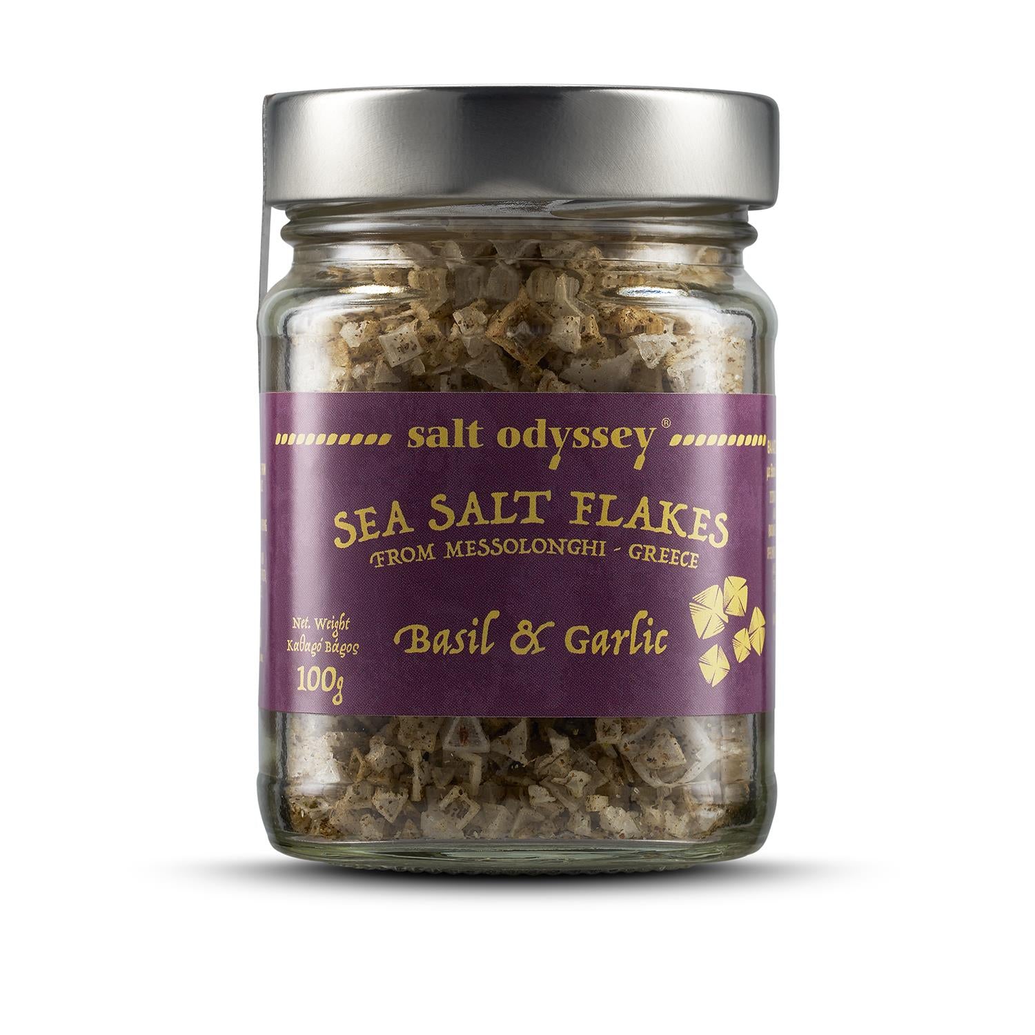 Fiocchi di sale basilico e aglio - 100g