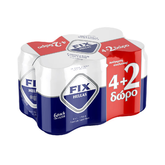 Griechisch-Lebensmittel-Griechische-Produkte-Fix-Bier-6-Dosen-330ml-olympische-Brauerei