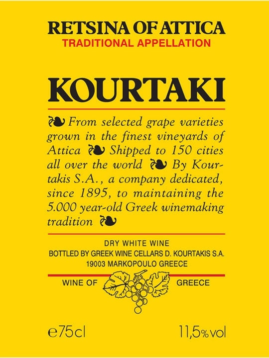 Retsina Wine Kourtaki 500ml, Greek products online Greek Flavours